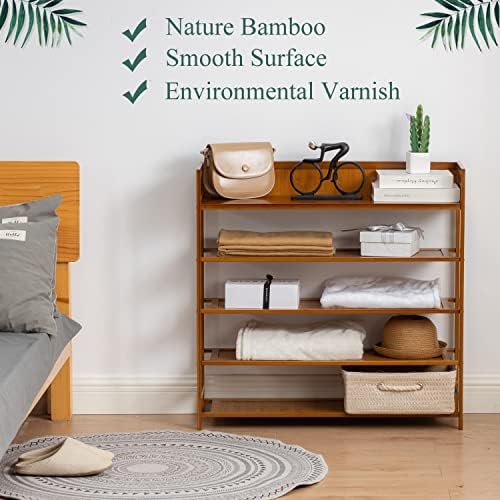 latifolia Bamboo Shoe Rack, 5-Tier Shoe Rack Organizer for Entryway, Living R...