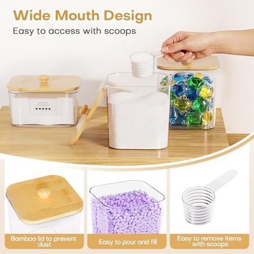 Homde Clear Laundry Detergent Dispenser: Reusable 3+2 Pack with Lids