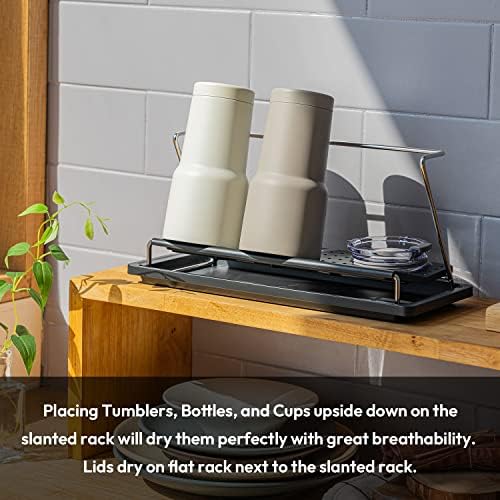 carrotez Bottle Drying Rack with Drain Tray, Black