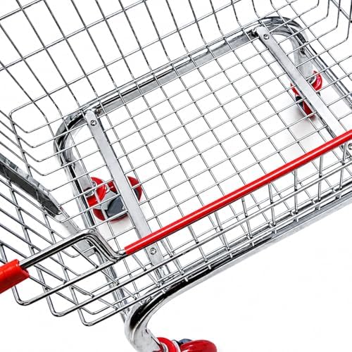 Laundry Cart Chrome Coated with Double Pole Rack, 2.5-Bu (Red or Blue Trim) (...
