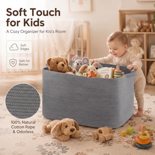 OIASKET 118L Extra Large Blanket Basket, 24.8" x 17.7" x 17.2"...