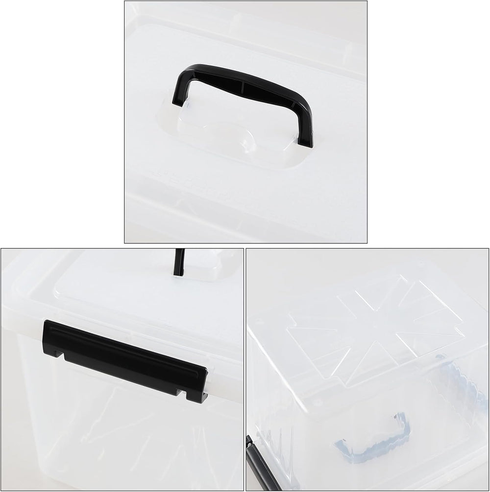 10 Quart Clear Plastic Storage Box Bins with Handle Lids, 4-Pack