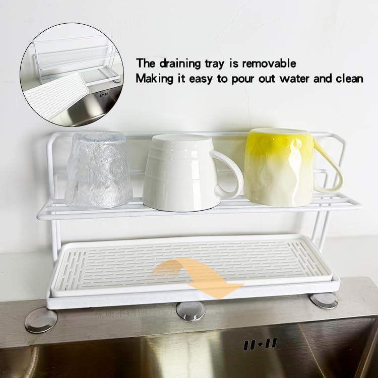 2-Tier Space-Saving Drain Rack with Removable Tray