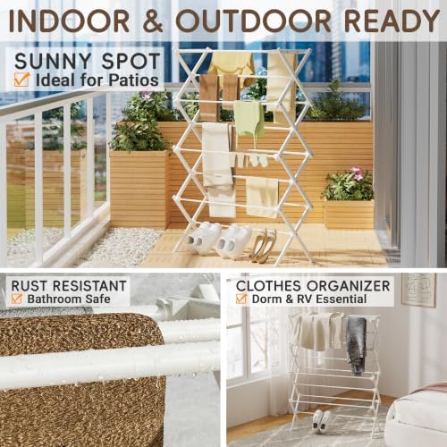 4-Tier Foldable Clothes Drying Rack for Long Garments