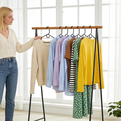Black Plastic Hangers, Heavy Duty Clothes Hangers with Hooks