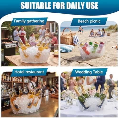 OBTANIM 2 Pack Clear Acrylic Ice Buckets Large Champagne Drink Cooler Storage...