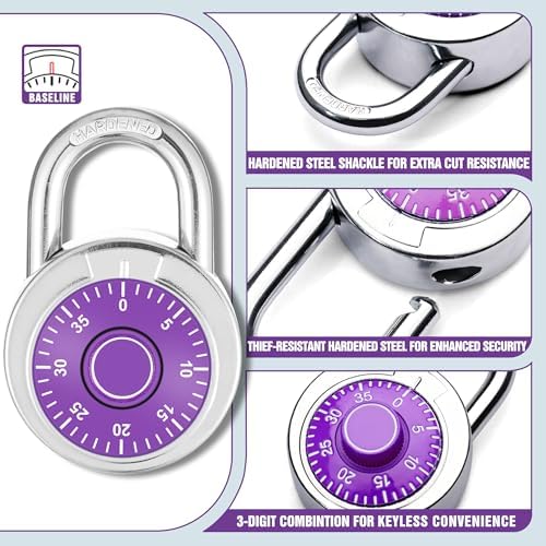 Combination Padlock, 50 mm (2"), Purple Dial, 48 Pack