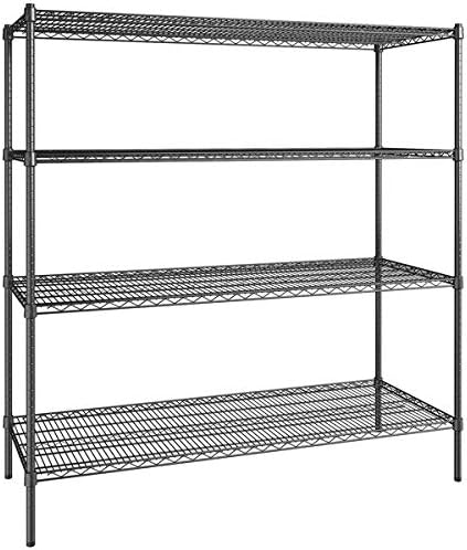 24" x 60" NSF Black Epoxy 4-Shelf Kit with 72" Posts, Commerci...