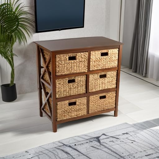 eHemco 3 Tier X-Side End Storage Cabinet, Walnut