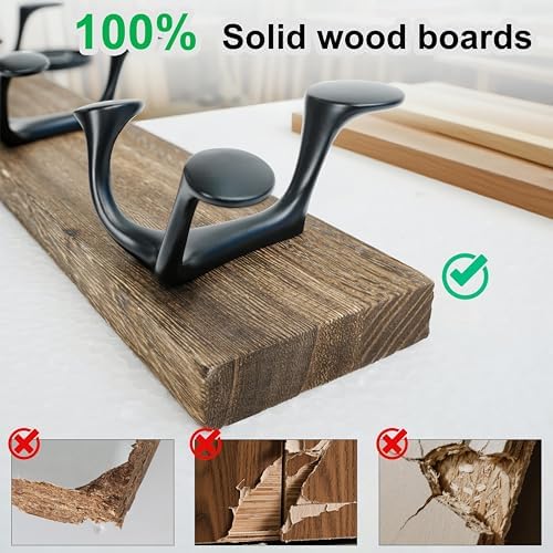 WEBI Coat Rack Wall Mount,24" Solid Wood Coat Hooks Wall Mounted Coat Ha...
