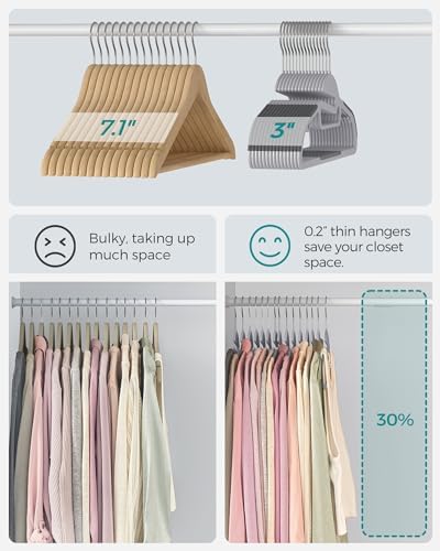 SONGMICS 50 Pack Coat Hangers, Heavy-Duty Plastic Hangers, U-Shaped Opening