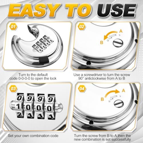 Landhoow 6 Pack Combination Lock 4 Digit Disc Padlock with 3/8 Inch Hardened ...