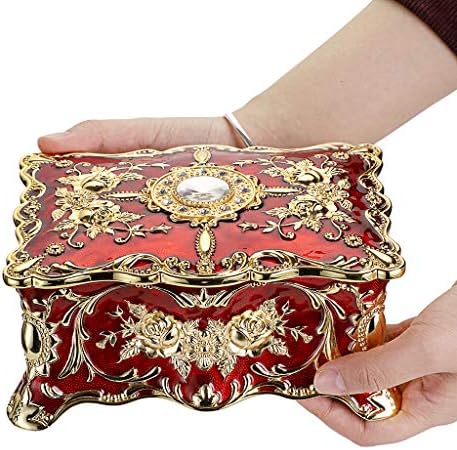 Hipiwe 2 Layer Vintage Jewelry Box Large Metal Treasure Chest Csase