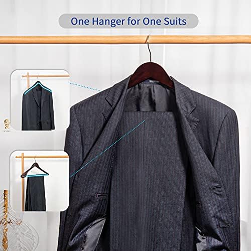 Nature Smile Luxury Mahogany Wooden Suit Hangers - 6 Pack - Wood Coat Hangers...