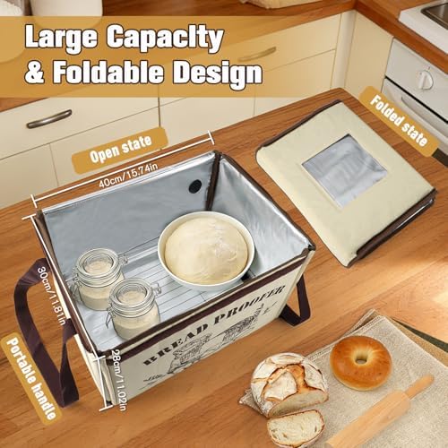 Folding Bread Proofing Box with 3-Side Heating & 50-113℉ Precise Temp Con...