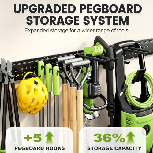 Garage Tool Organizer Wall Mount, 49.5 Inch Heavy Duty Garage Organization Sy...