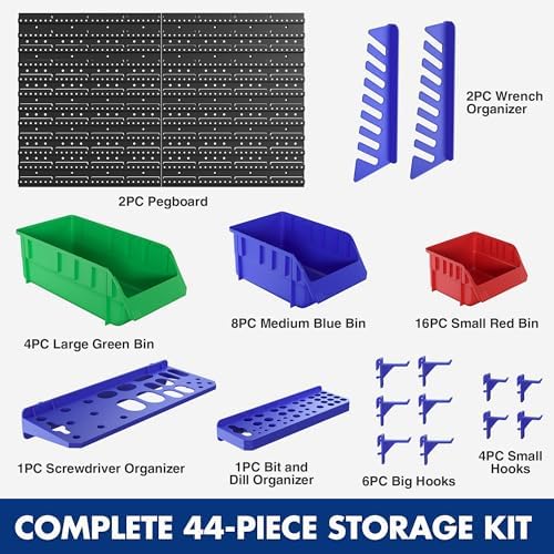 WORKPRO 44PCS Wall Mounted Storage Bins for Garage Storage