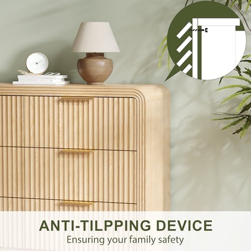 Decofy Fluted 9 Drawers Dresser, 63'' Wide Chest of Drawers for Bedroom
