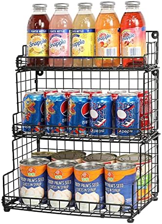 X-cosrack Stackable Wire Basket 3 Tier Countertop& Wall Mounted Metal Sto...