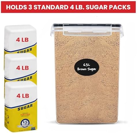 Extra Large Flour and Sugar Storage Containers 6.5L/220 Fl. oz; Set of 2 Plas...
