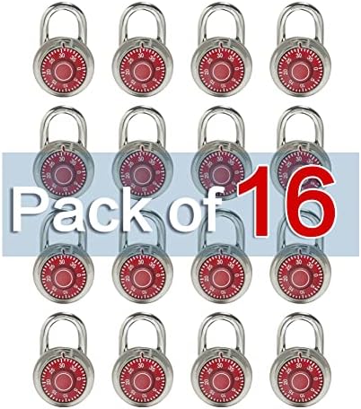 LanuBe Lock Standard Dial Combination Padlock 16 Pack Wide 2-in Red Dial
