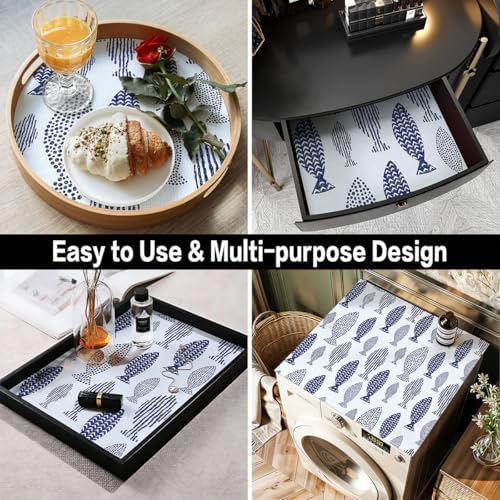 Blue Fish Drawer Shelf Liner for Kitchen Cabinets 15.7IN x 16.4FT