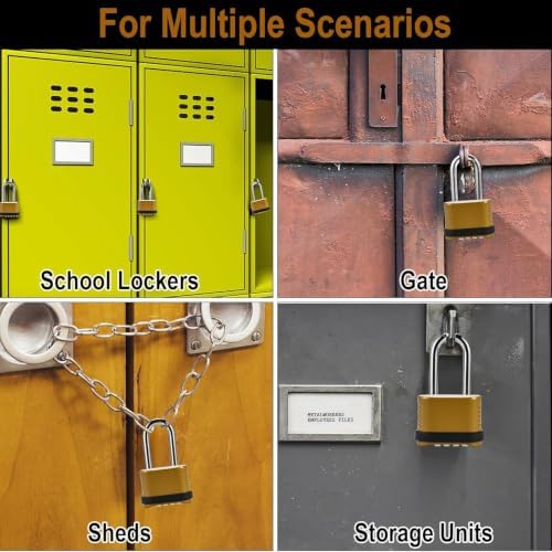 4 Pack Long Shackle Combination Padlock - 105mm Heavy Duty Locks