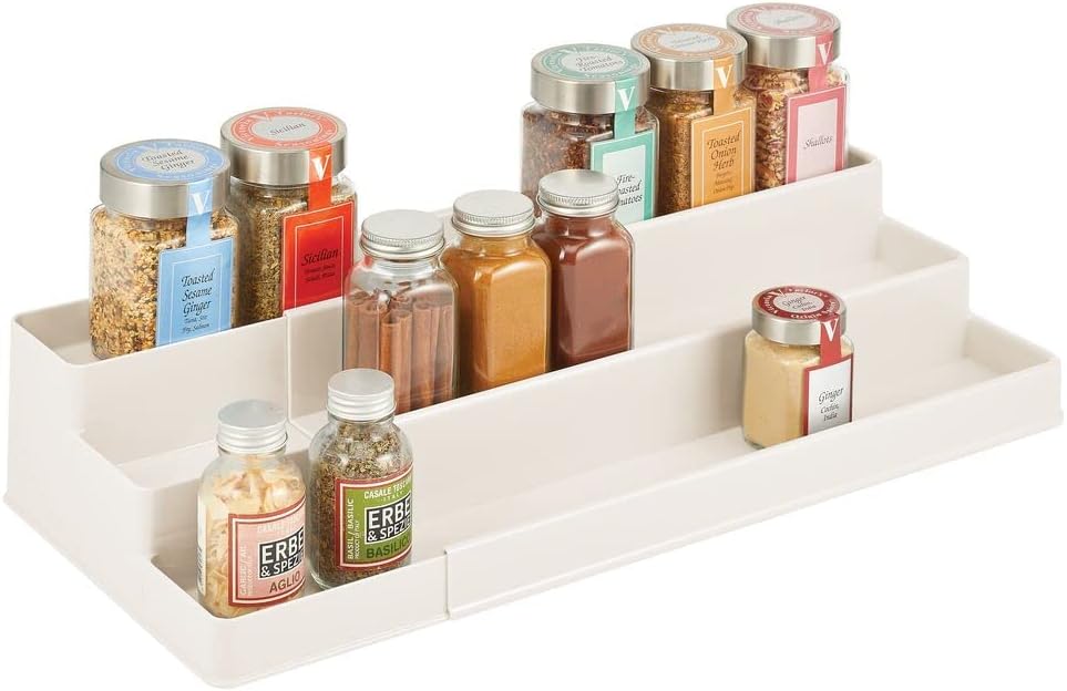 mDesign Medium Plastic Adjustable, Expandable Kitchen Cabinet, Pantry, Shelf ...