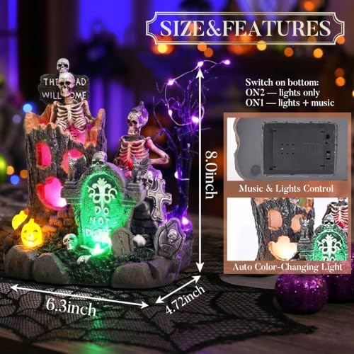 Valery Madelyn Halloween Decorations, Lighted Halloween Village with Music an...