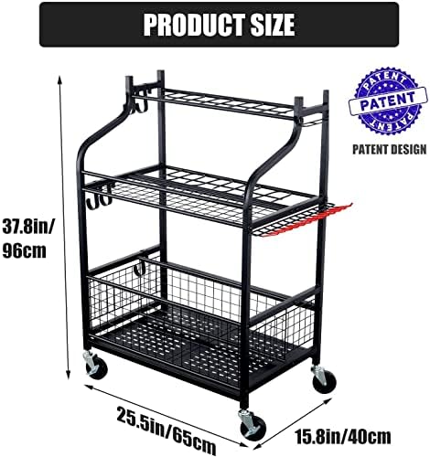 Mythinglogic Rolling Garden Tool Organizer for Garage, Yard and Lawn Tools