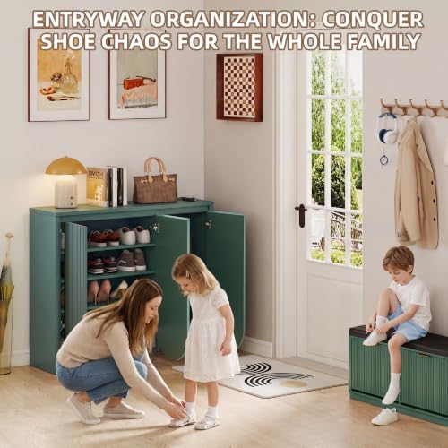 47" Large Shoe Cabinet for Entryway, Shoe Storage Cabinet with Adjustabl...