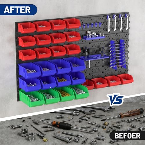 WORKPRO 44PCS Wall Mounted Storage Bins for Garage Storage