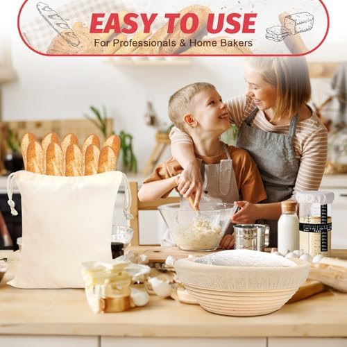EWFEN Sourdough Starter Kit with Round & Oval Banneton, Complete Sourdoug...