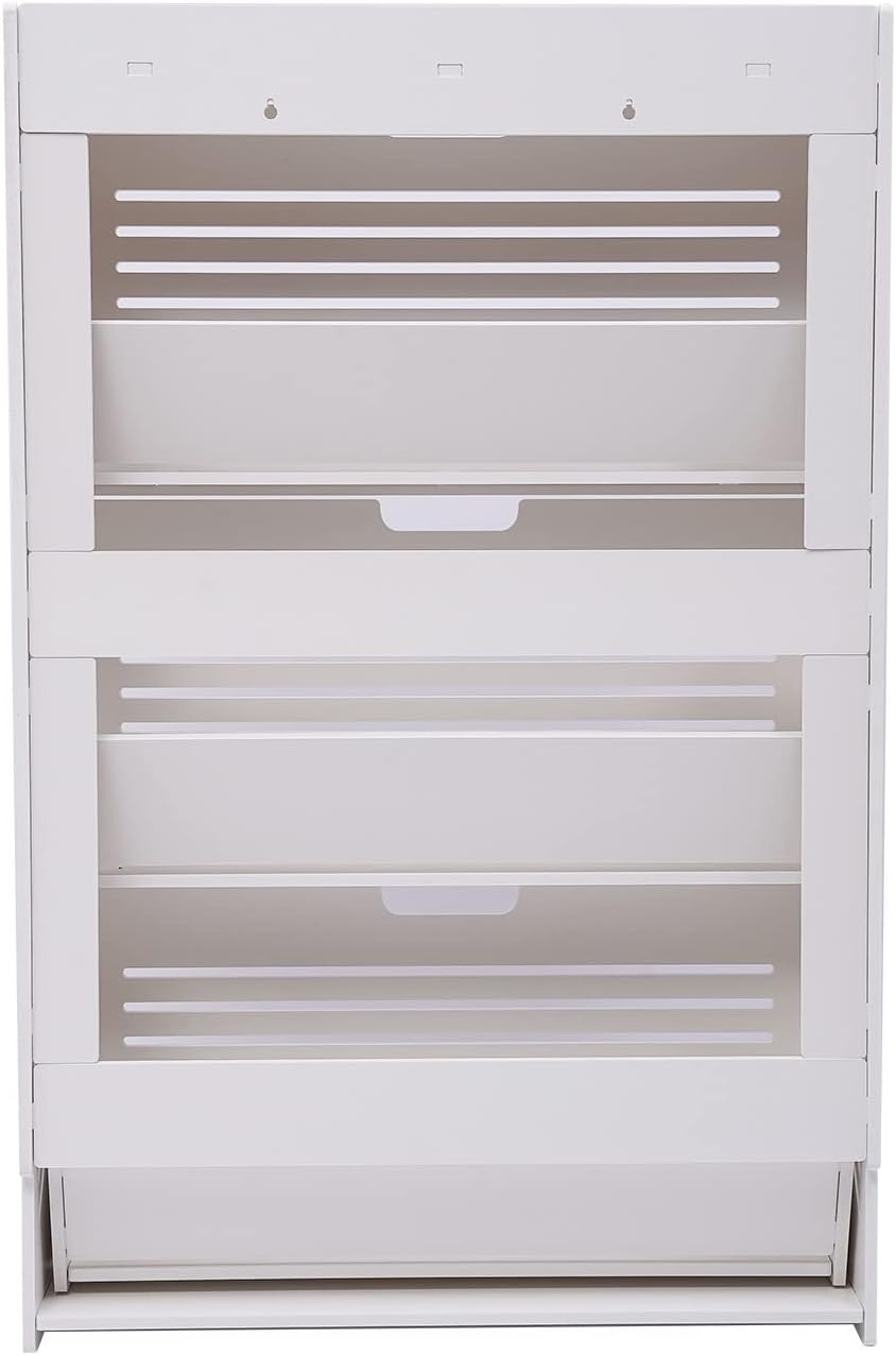 DYRABREST Ultra-Thin Narrow Shoe Cabinet with 3 Flip Drawers,White