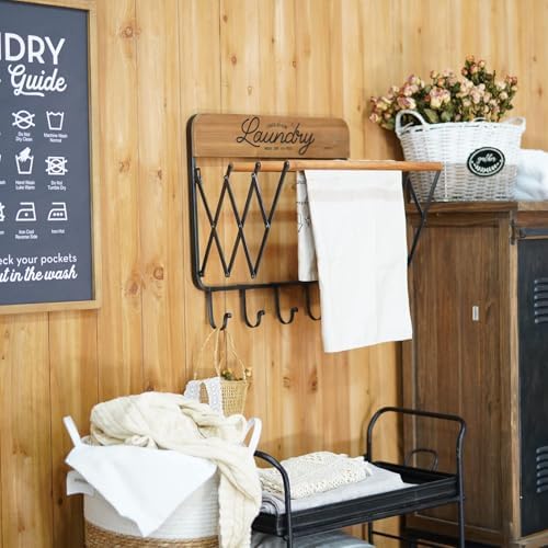 SOFFEE DESIGN Accordion Laundry Rack, Retractable Wall Mounted Racks, 3 Bars ...