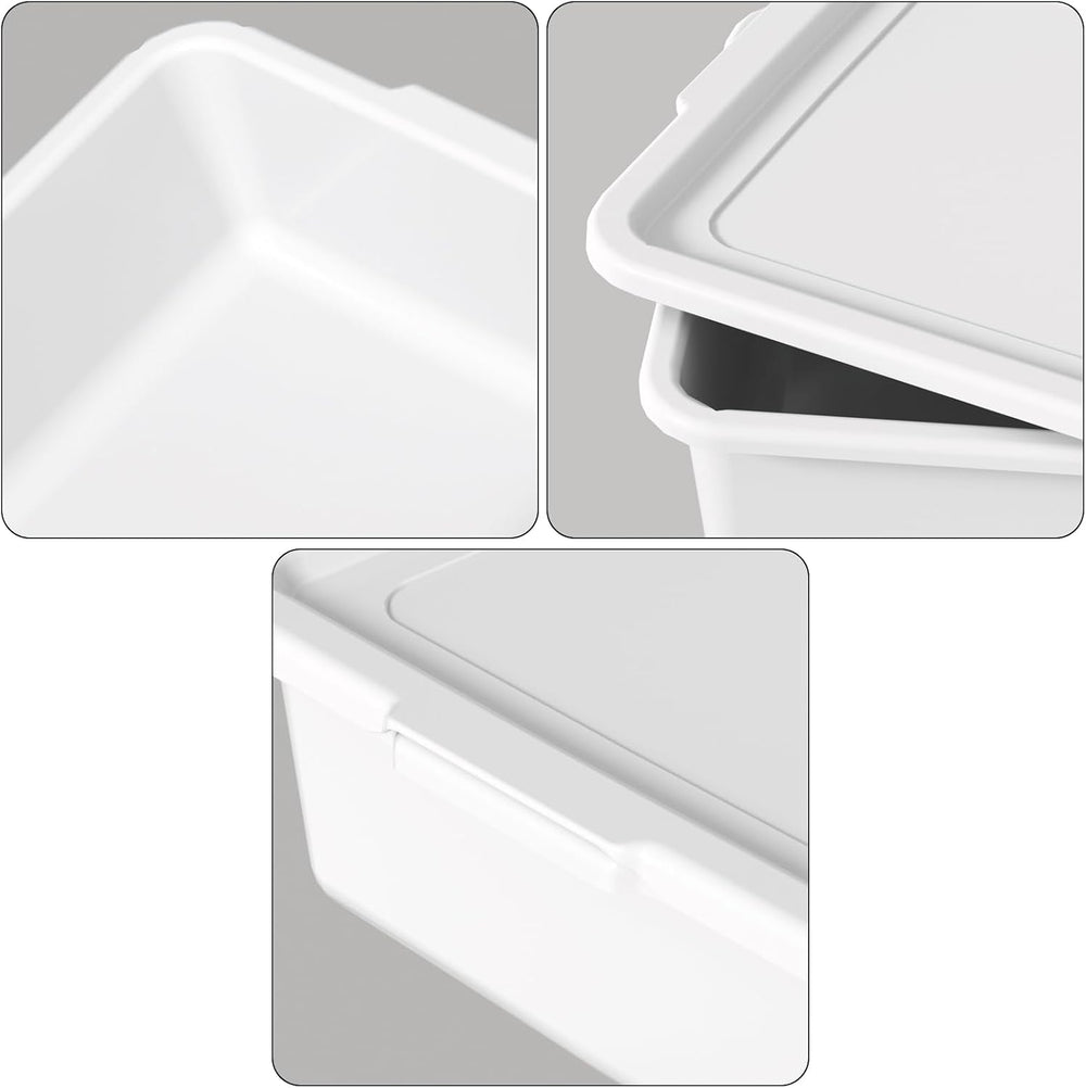 Hespama 3 Pack Commercial Bus Tub with Lid, 13 L Plastic Wash Basin, White
