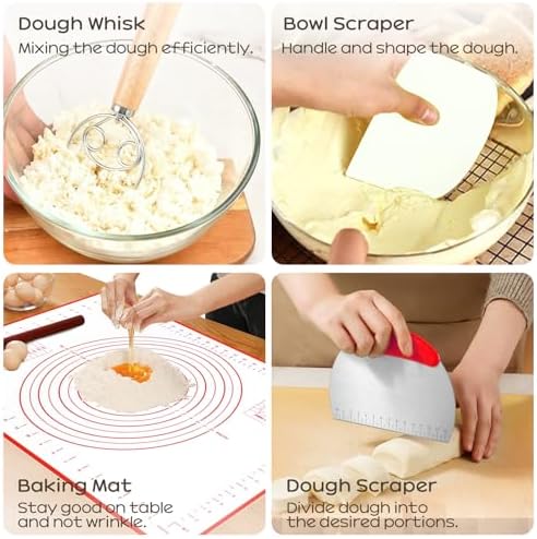Sourdough Starter Kit with Banneton Bread Proofing Basket & Baking Supplies