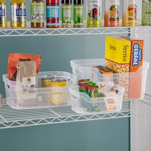 Sterilite 9.5 x 6.5 x 4 Inch Small Open Scoop Front Clear Storage Bin with Co...