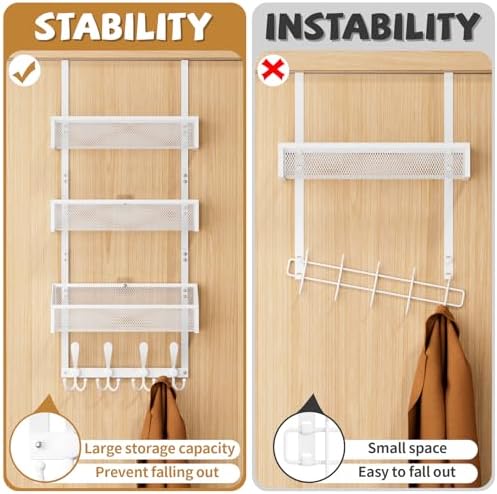 Kaiferty Over The Door Hooks Organizer, Coat Rack Over The Door Storage Hange...
