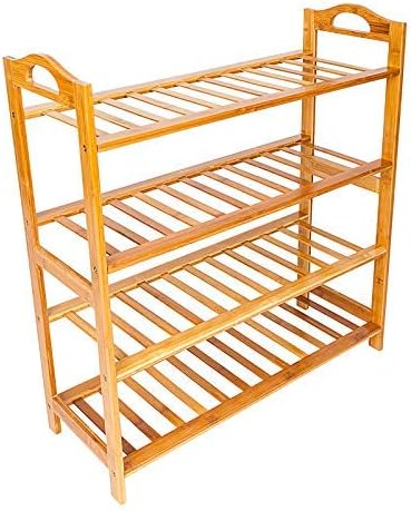 ZYSK 4 Tier Free Standing Bamboo Shoe Rack with Handles,Entryway Shoe Shelf S...