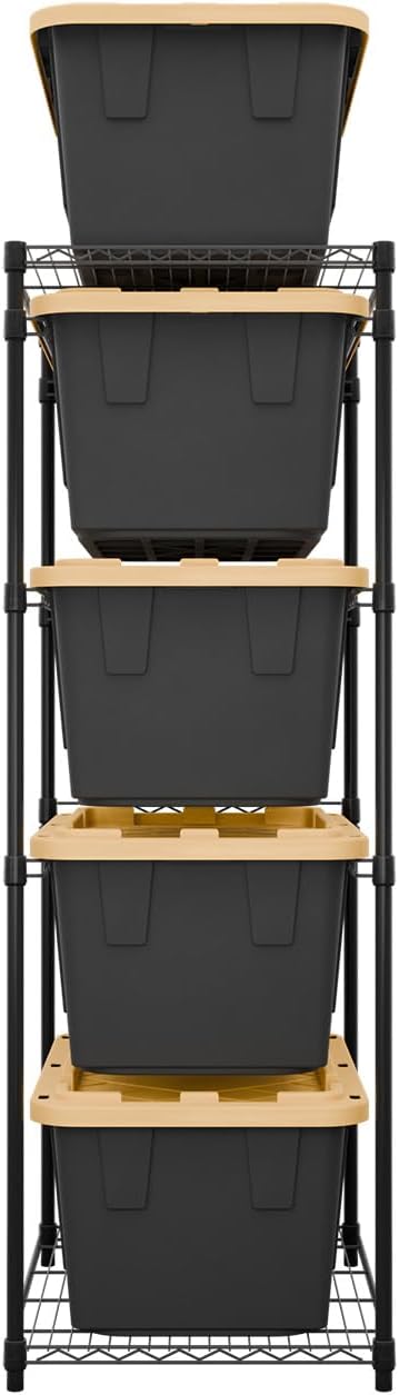 MonsterRAX 5-Tier NSF Heavy Duty Bin Rack for 27-Gal Totes, Black