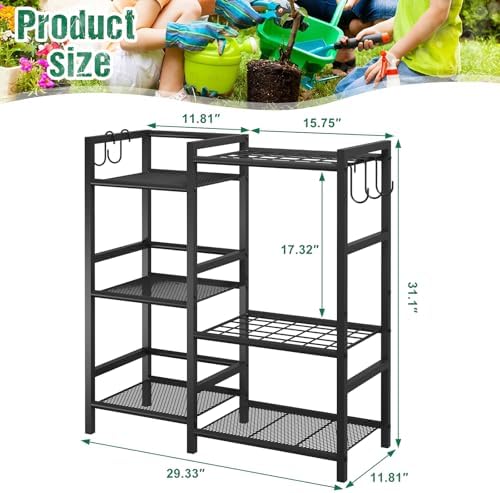 keomaisyto Garden Tool Organizer with Large Hooks, Garage Storage Rack