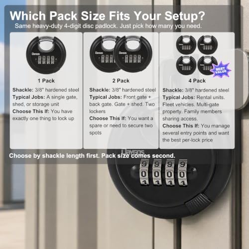 DAYGOS Combination Disc Padlocks for Outdoor - Heavy Duty 4 Digit Code Lock, ...