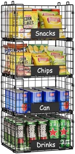 JKsmart 4 Pack XL Stackable Wire Baskets, Pantry Organizers and Storage