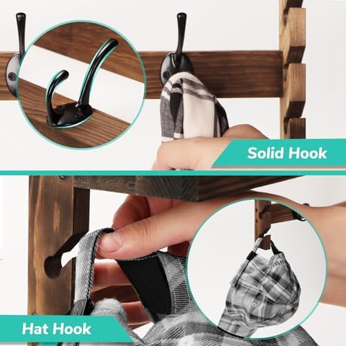 AMBIRD Wall Hooks with Shelf 28.9inch Entryway Wall Hanging Shelf, Wood Coat ...