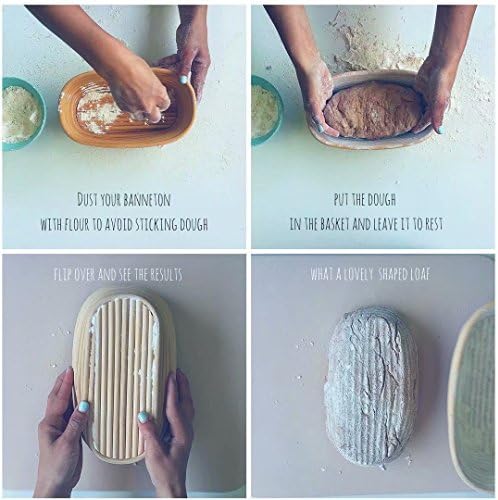 15 inches Baguette Banneton Bread Proofing Basket and Linen Liner Set 2 Pack,...