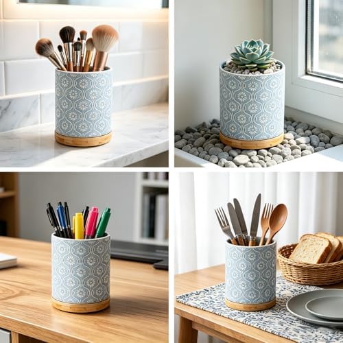 Kitchen utensil holder, 360 ° rotating large capacity ceramic utensil rack, 7...