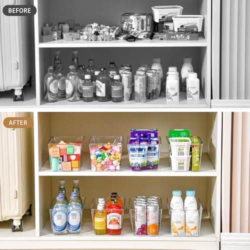 Freebat 12 Pack Pantry Organization and Storage,Clear Plastic Storage Bins