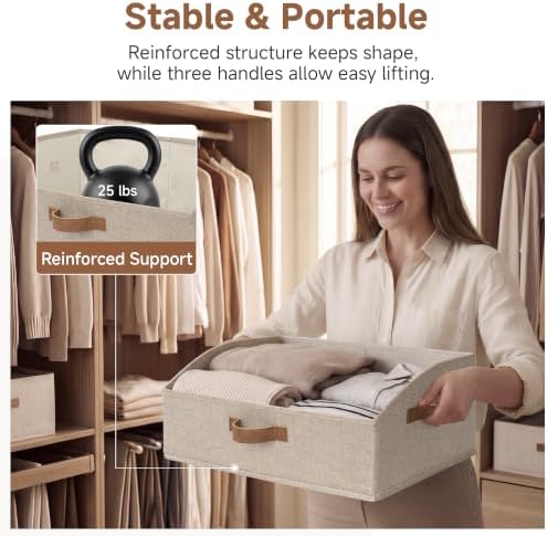 StorageWorks Closet Organizer Bins Trapezoid, Brown&Beige, Large, 3-Pack