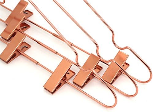 50 Pack 13" Rose Copper Gold Shiny Metal Wire Clothes Hangers with Clips...